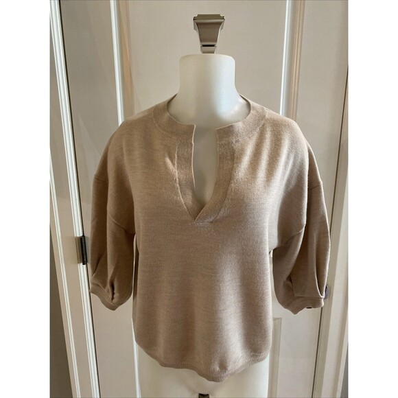 THE RESET R‎ Label Pale Pink Pullover Short Sleeve Wool Sweater -Size XS - Picture 1 of 14